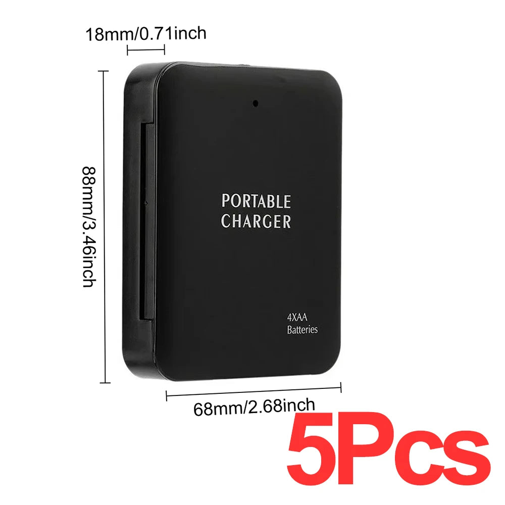 Cargador portátil 4 AA, Banco de energía de batería USB, luz LED, cargador de emergencia para acampar al aire libre para teléfono, montañismo, senderismo