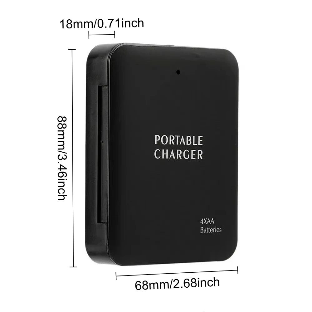 Cargador portátil 4 AA, Banco de energía de batería USB, luz LED, cargador de emergencia para acampar al aire libre para teléfono, montañismo, senderismo