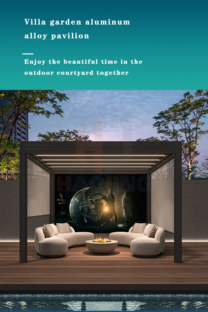 Muebles de jardín para exterior Gazebo da esterno Pavillion de aluminio 3x4 4x4 6x3 blanco Villa balcón Pérgola con persianas de metal personalizada