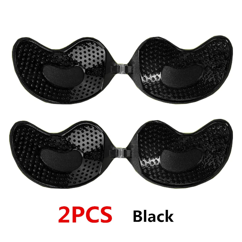 Sujetador adhesivo Invisible sin tirantes para mujer, sin tirantes Sujetador Push Up, lencería de silicona sin costuras, cubiertas para pezones, Bralette, ropa interior
