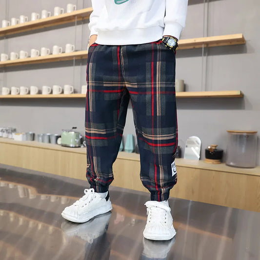 2024 moda niÃƒÂ±os pantalones a cuadros de algodÃƒÂ³n primavera otoÃƒÂ±o niÃƒÂ±o Casual niÃƒÂ±os pantalones sueltos pantalones de chÃƒÂ¡ndal para niÃƒÂ±os adolescentes ropa