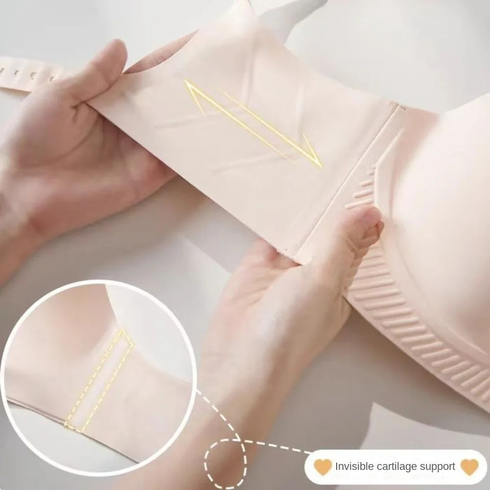 Sujetador suave sin costuras con escote en V profundo para mujer, sostén antiflacidez a prueba de golpes, sin rastro, parte de atrás bonita, ropa interior push-up