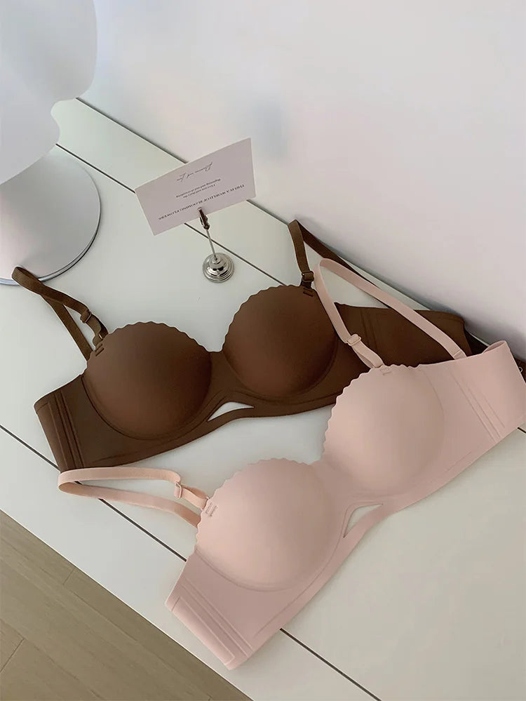 Sujetador sin costuras para mujer, ropa interior push-up con correas desmontables, sujetadores para pechos pequeños, lencería íntima Sexy para mujer