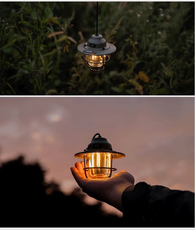 Linternas portátiles para acampar, lámpara colgante Retro para tienda, luz de Camping regulable impermeable, 1200mAh para senderismo, pesca, linterna de emergencia