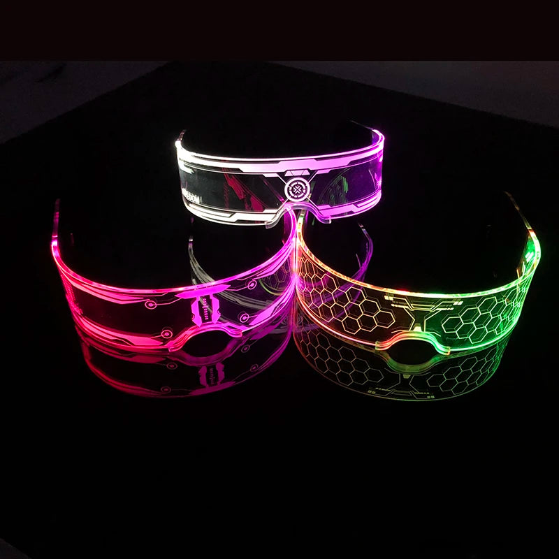 Gafas luminosas coloridas con luz LED, lentes de neón brillantes, parpadeantes para fiesta, club nocturno, DJ, decoración de fiesta de baile