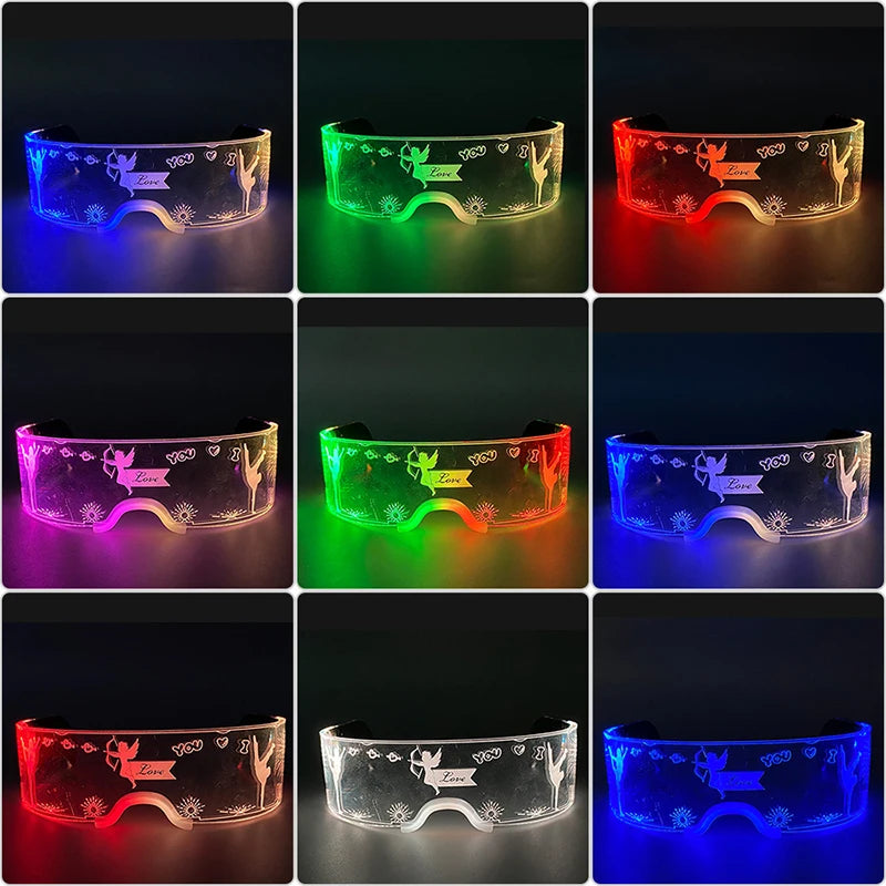 Gafas luminosas coloridas con luz LED, lentes de neón brillantes, parpadeantes para fiesta, club nocturno, DJ, decoración de fiesta de baile