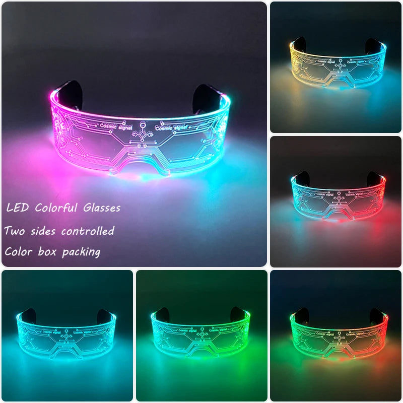 Gafas luminosas coloridas con luz LED, lentes de neón brillantes, parpadeantes para fiesta, club nocturno, DJ, decoración de fiesta de baile