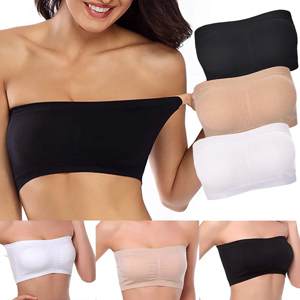 1 Uds. Sujetador de talla grande para mujer, sujetador sin tirantes, cojín fino extraíble para el pecho, sujetador Invisible elástico sin costuras, S-6XL