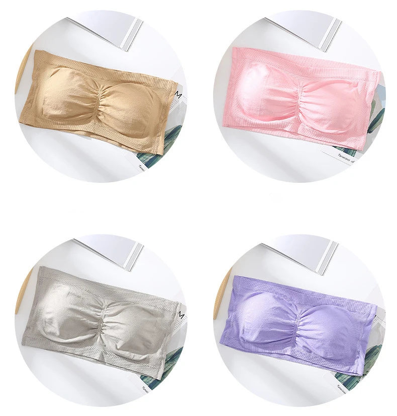 1 Uds. Sujetador de talla grande para mujer, sujetador sin tirantes, cojín fino extraíble para el pecho, sujetador Invisible elástico sin costuras, S-6XL
