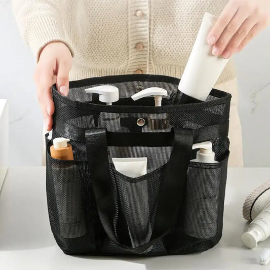 Bolsa de ducha de malla, bolsa de aseo colgante, bolsa de lavado portátil, bolsa de cosméticos de secado rápido, organizador de ducha para baño, dormitorios, Camping
