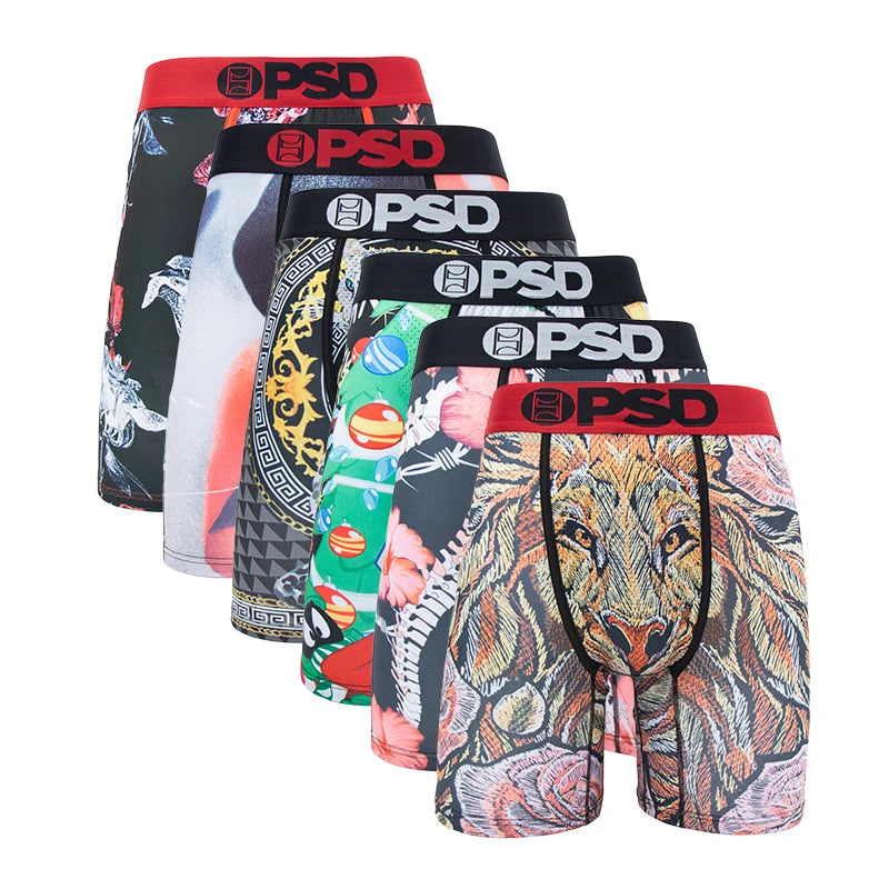 6 uds estampado de moda ropa interior para hombre Boxer Cueca bragas masculinas lencería calzoncillos para hombre Panty Boxershorts Sexy S-XXL
