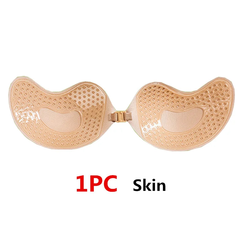 Sujetador adhesivo Invisible sin tirantes para mujer, sin tirantes Sujetador Push Up, lencería de silicona sin costuras, cubiertas para pezones, Bralette, ropa interior