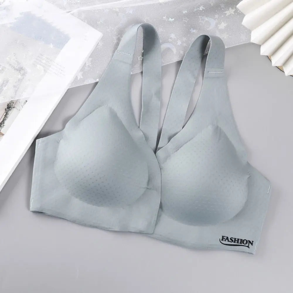Sujetador inalámbrico con hebilla frontal en V profundo, sujetador antiflacidez a prueba de golpes para mujer, lencería de Copa grande, sujetadores sin costuras para niñas y mujeres