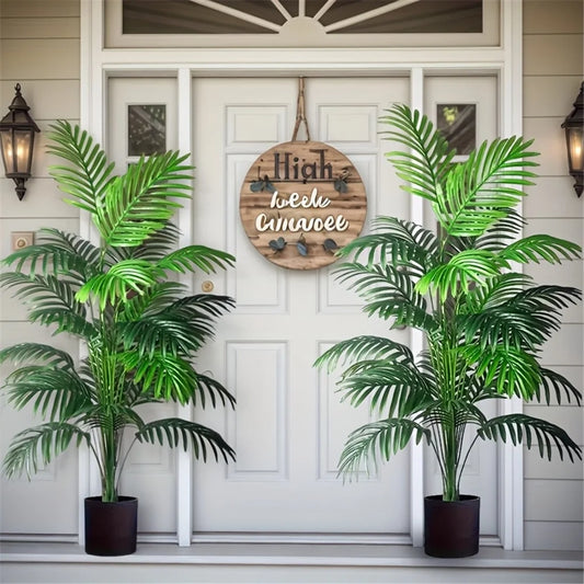 2 uds 24 hojas Areca palma simulaciÃ³n plantas verdes Ã¡rboles artificiales realistas adecuados para dormitorio sala de estar decoraciÃ³n al aire libre