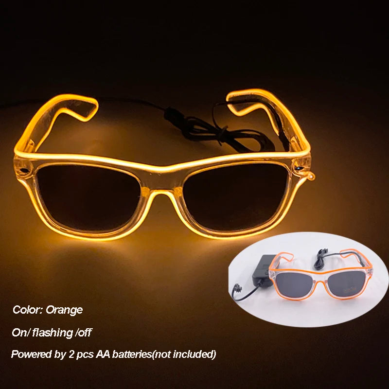 Gafas luminosas coloridas con luz LED, lentes de neón brillantes, parpadeantes para fiesta, club nocturno, DJ, decoración de fiesta de baile
