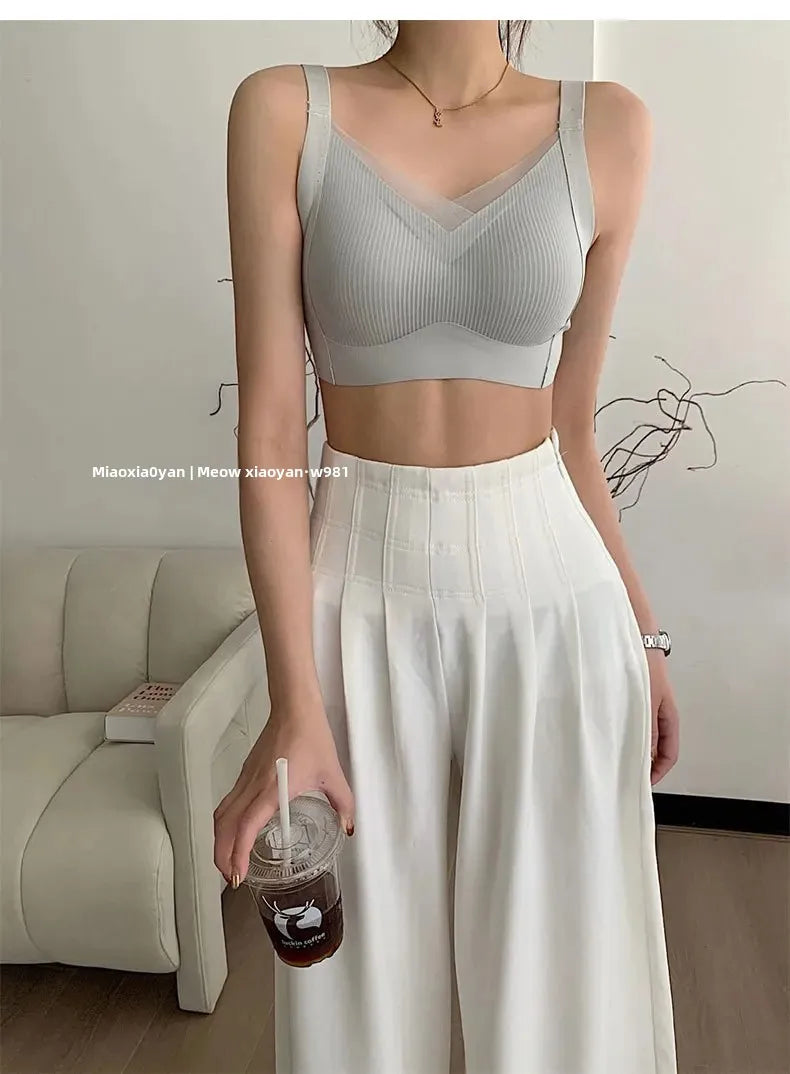Sujetadores suaves y cómodos para mujer, ropa interior de nailon de apoyo ajustada al aire, sujetador elástico lateral con retroceso cero, ropa interior para mujer
