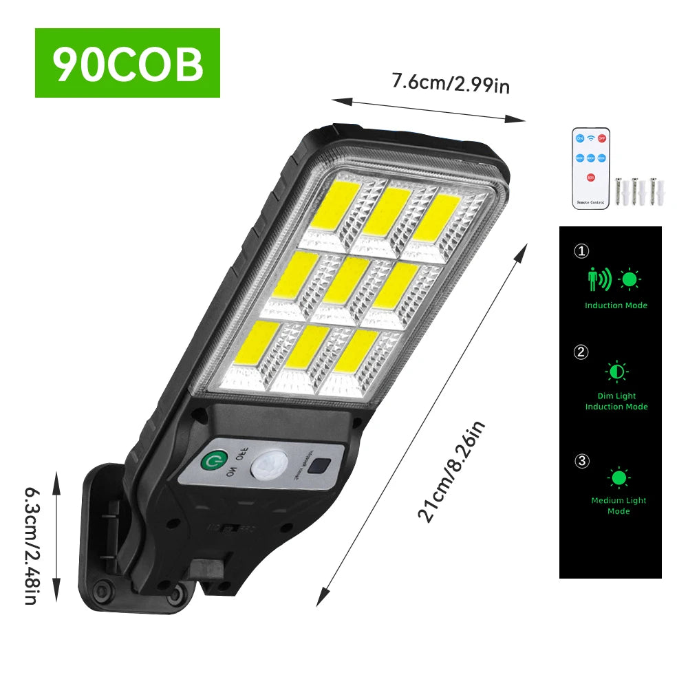 LÃƒÂ¡mpara Solar de pared con Sensor de movimiento para exteriores, modo de iluminaciÃƒÂ³n, 9 rejillas, Cob, iluminaciÃƒÂ³n de camino de patio y jardÃƒÂ­n