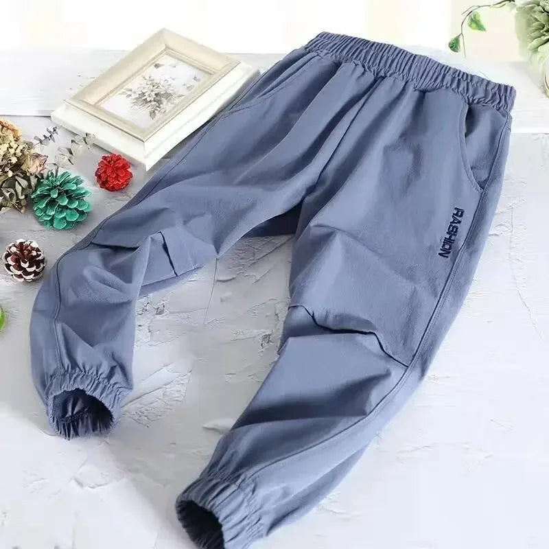 Primavera otoño estilo secado rápido deportes verano niños ropa niños pantalones casuales finos transpirables mediados grandes niños