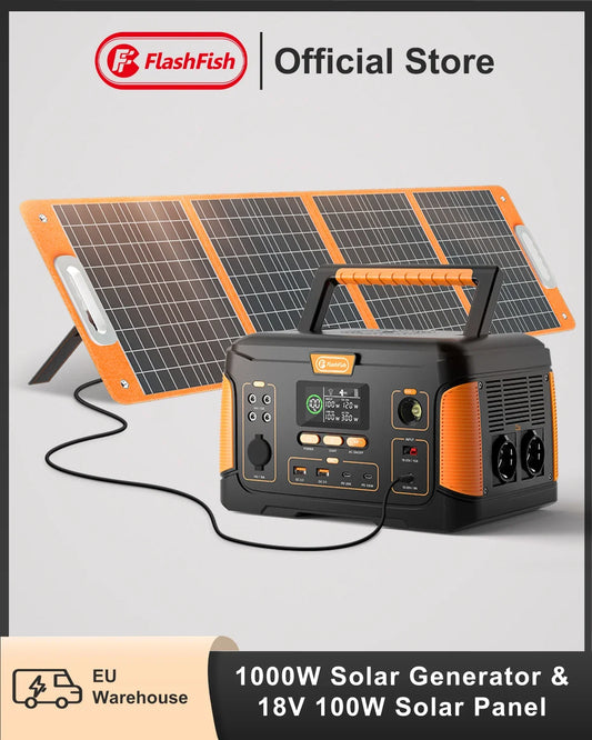 Estación de energía portátil de 1000W, batería de generador Solar de 932Wh con Panel Solar, Kit completo de 100W para el hogar, Camping, EV, RV