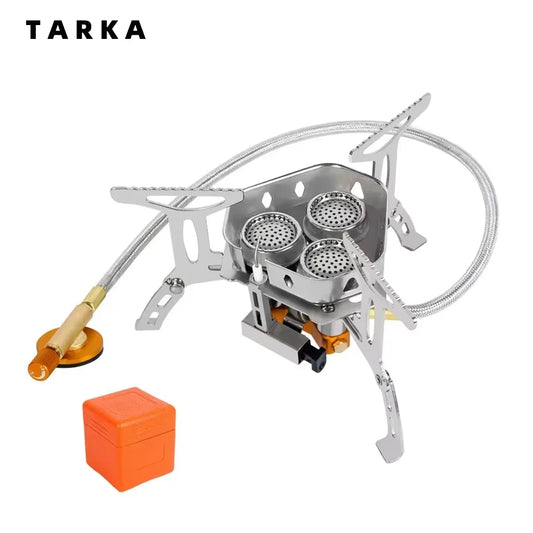 TARKA-estufa de Gas de 3 cabezales, quemadores de acampada turística, horno plegable para mochilero, 5800W, senderismo al aire libre, Picnic, barbacoa, equipo de cocina
