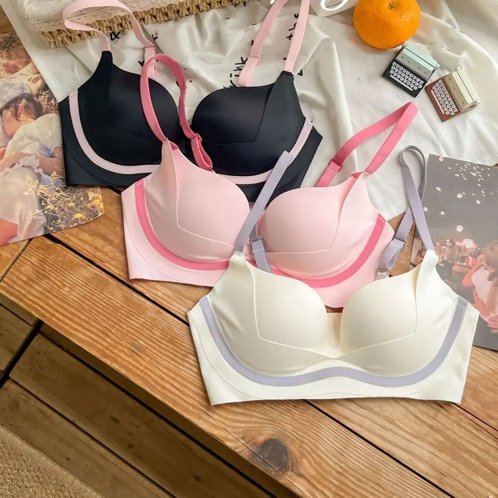 Sujetador ajustado inalámbrico con escote en V profundo, sujetador sin costuras a prueba de golpes para mujer, lencería antiflacidez, ropa interior push-up para niñas