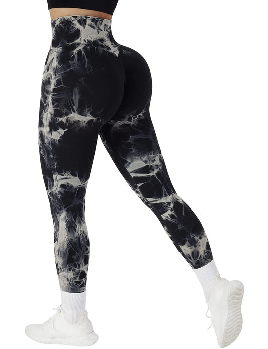 Leggings sin costuras Tie Dye para mujer, pantalones de yoga de cintura alta, medias elásticas para levantamiento de glúteos