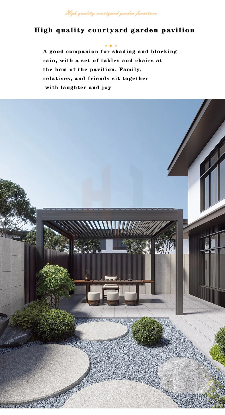 Muebles de jardín para exterior Gazebo da esterno Pavillion de aluminio 3x4 4x4 6x3 blanco Villa balcón Pérgola con persianas de metal personalizada