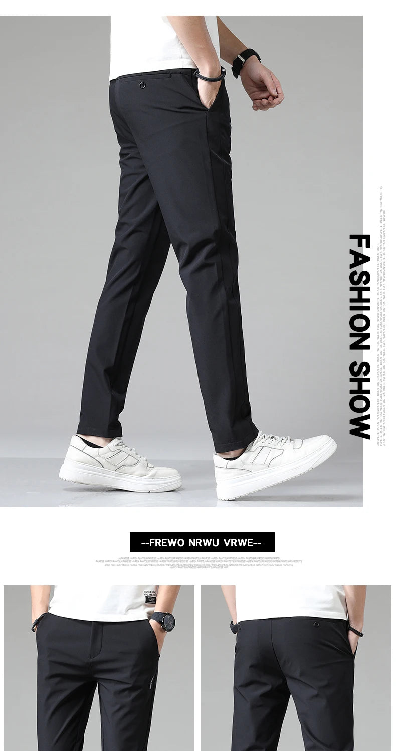 Pantalones informales rectos ajustados elásticos ultrafinos para hombre, pantalón deportivo de Golf transpirable de alta calidad, primavera y verano, 2024