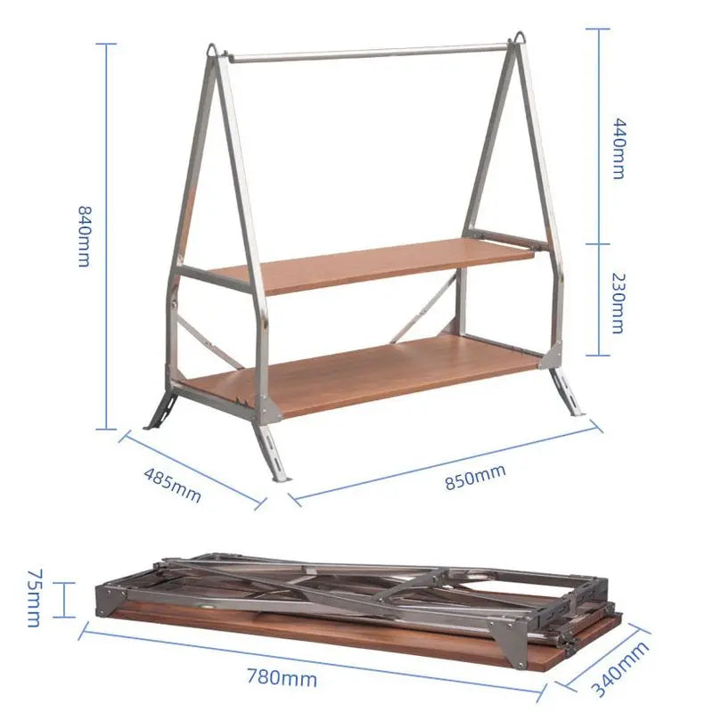 Estante de almacenamiento para acampar al aire libre, estante plegable portátil, estante de almacenamiento para jardín, soporte de acero inoxidable
