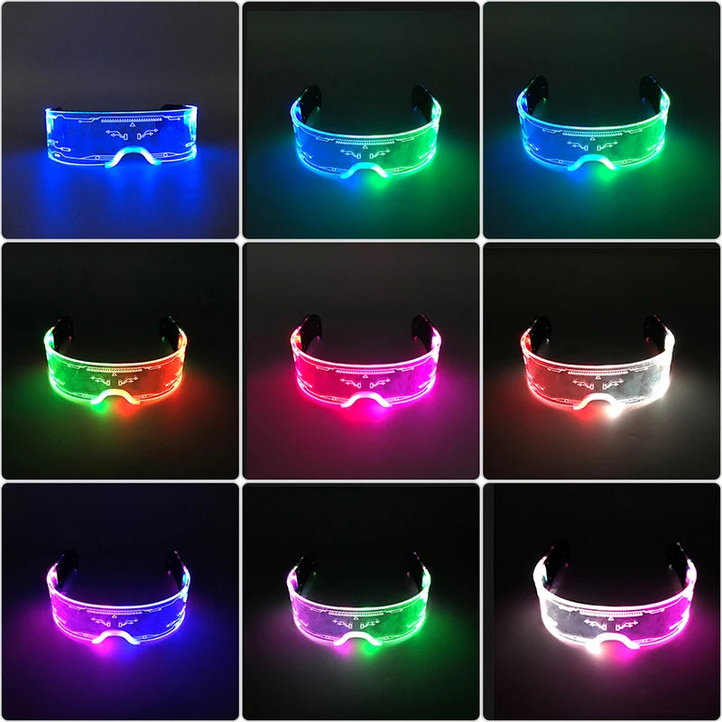 Gafas luminosas coloridas con luz LED, lentes de neón brillantes, parpadeantes para fiesta, club nocturno, DJ, decoración de fiesta de baile
