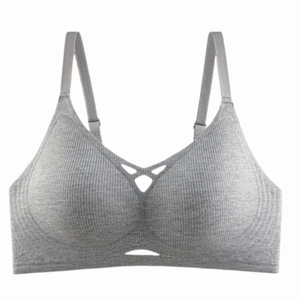 Sujetador suave y cómodo fino hueco sin costuras, sujetador a prueba de golpes sin rastro para mujer, lencería íntima, ropa interior push-up para correr