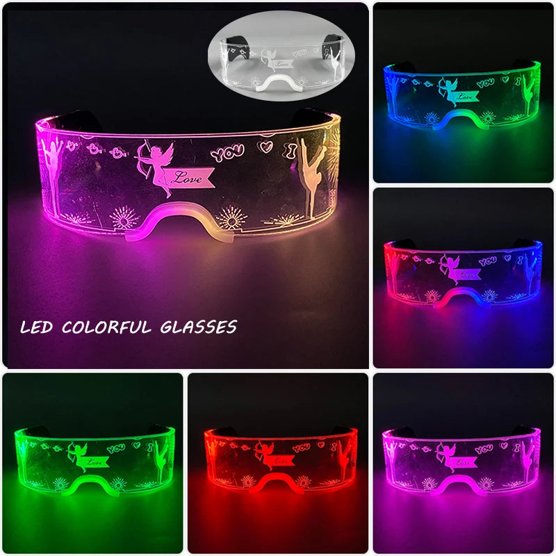 Gafas luminosas coloridas con luz LED, lentes de neón brillantes, parpadeantes para fiesta, club nocturno, DJ, decoración de fiesta de baile