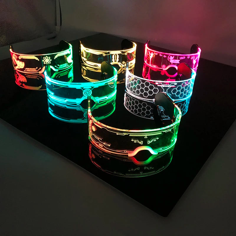 Gafas luminosas coloridas con luz LED, lentes de neón brillantes, parpadeantes para fiesta, club nocturno, DJ, decoración de fiesta de baile