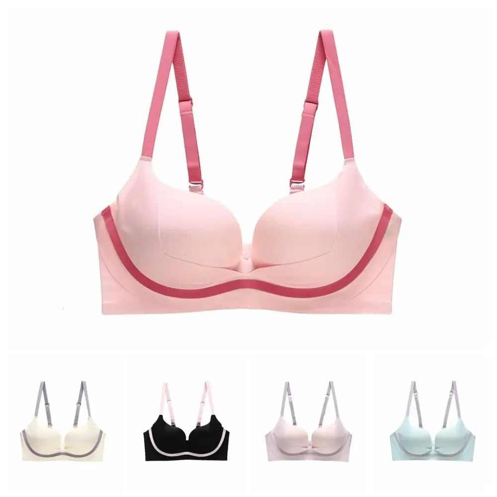 Sujetador ajustado inalámbrico con escote en V profundo, sujetador sin costuras a prueba de golpes para mujer, lencería antiflacidez, ropa interior push-up para niñas