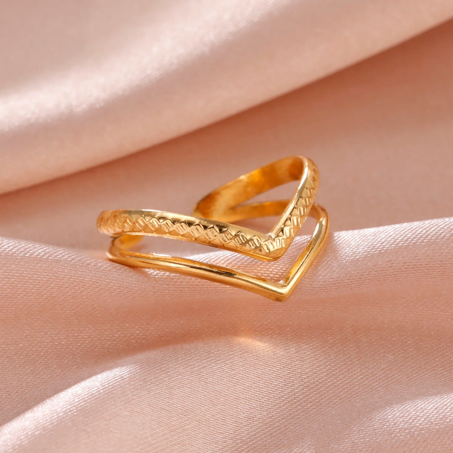 Skyrim-anillos de acero inoxidable para mujer, corazÃ³n geomÃ©trico, estÃ©tico, ajustable, abierto, joyerÃ­a de fiesta, regalos al por mayor