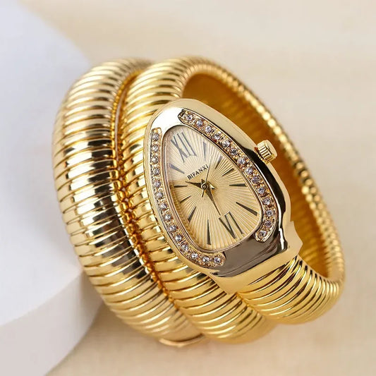 Reloj de cuarzo de lujo de alta calidad para mujer, pulsera de acero inoxidable, relojes de moda dorados para mujer, reloj femenino