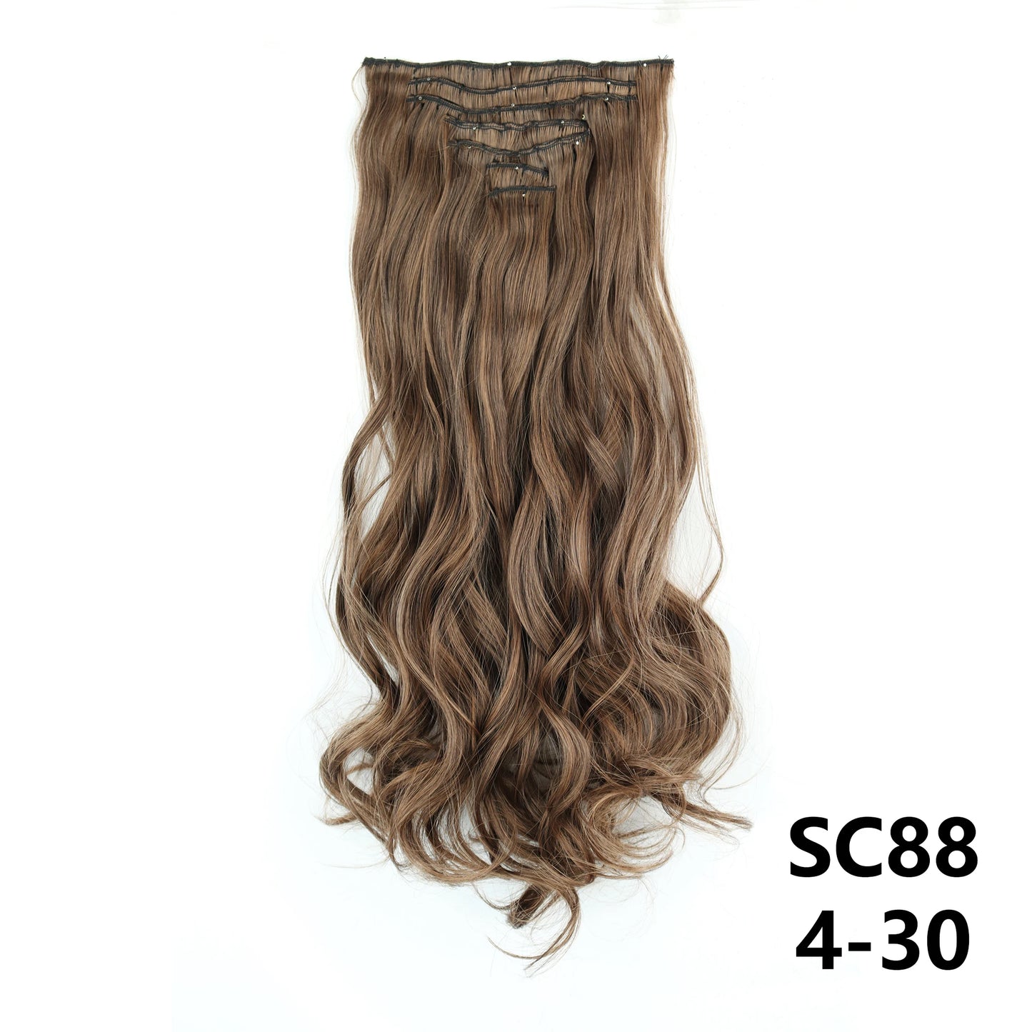 Extensiones de cabello sintÃƒÂ©tico largo y recto para mujer, 16 Clips, 7 unidades/juego, fibra de alta temperatura, negro, marrÃƒÂ³n, Rubio