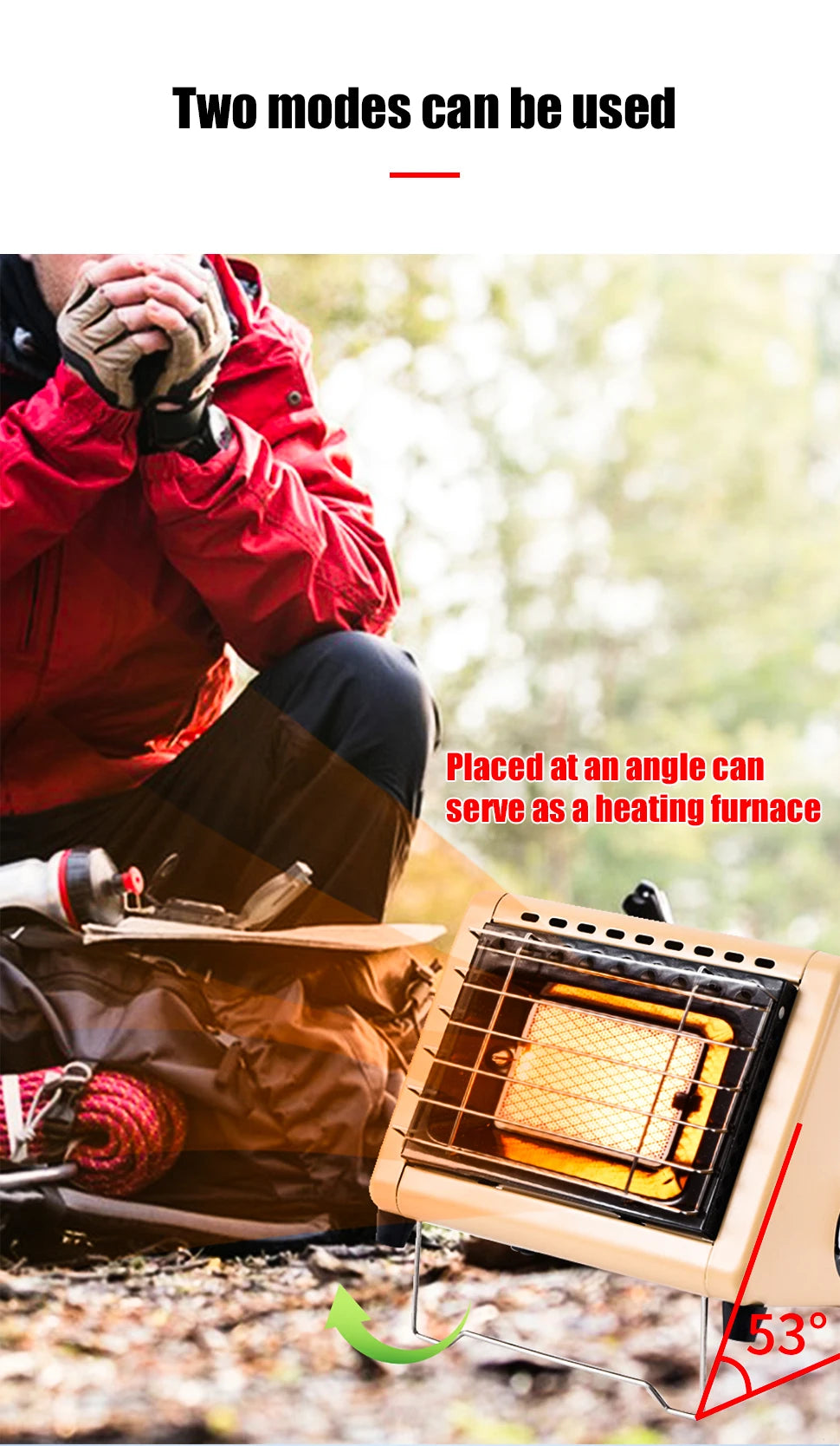 Calentador de tienda portátil BRS-H23, calentador de butano para espacio exterior de 1500W con válvula de Control, calentador de Patio de rayos infrarrojos para acampar en invierno
