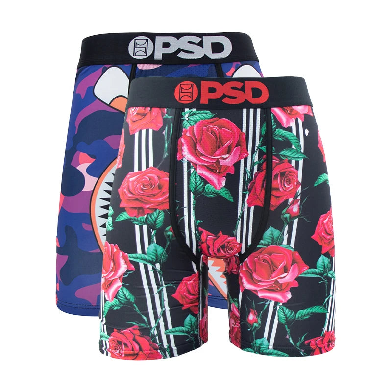 OZPSD, 2 uds., calzoncillos Boxer para hombre, calzoncillos transpirables para hombre, bragas para hombre de talla grande, L-2XL estampado, ropa interior de natación para hombre, Boxers sexis