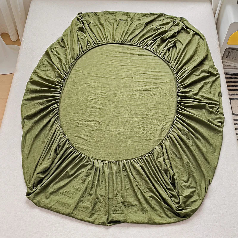 Sábana bajera de algodón lavada con bandas elásticas, funda de colchón ajustable antideslizante para cama doble King Queen 90x200 150x200 180