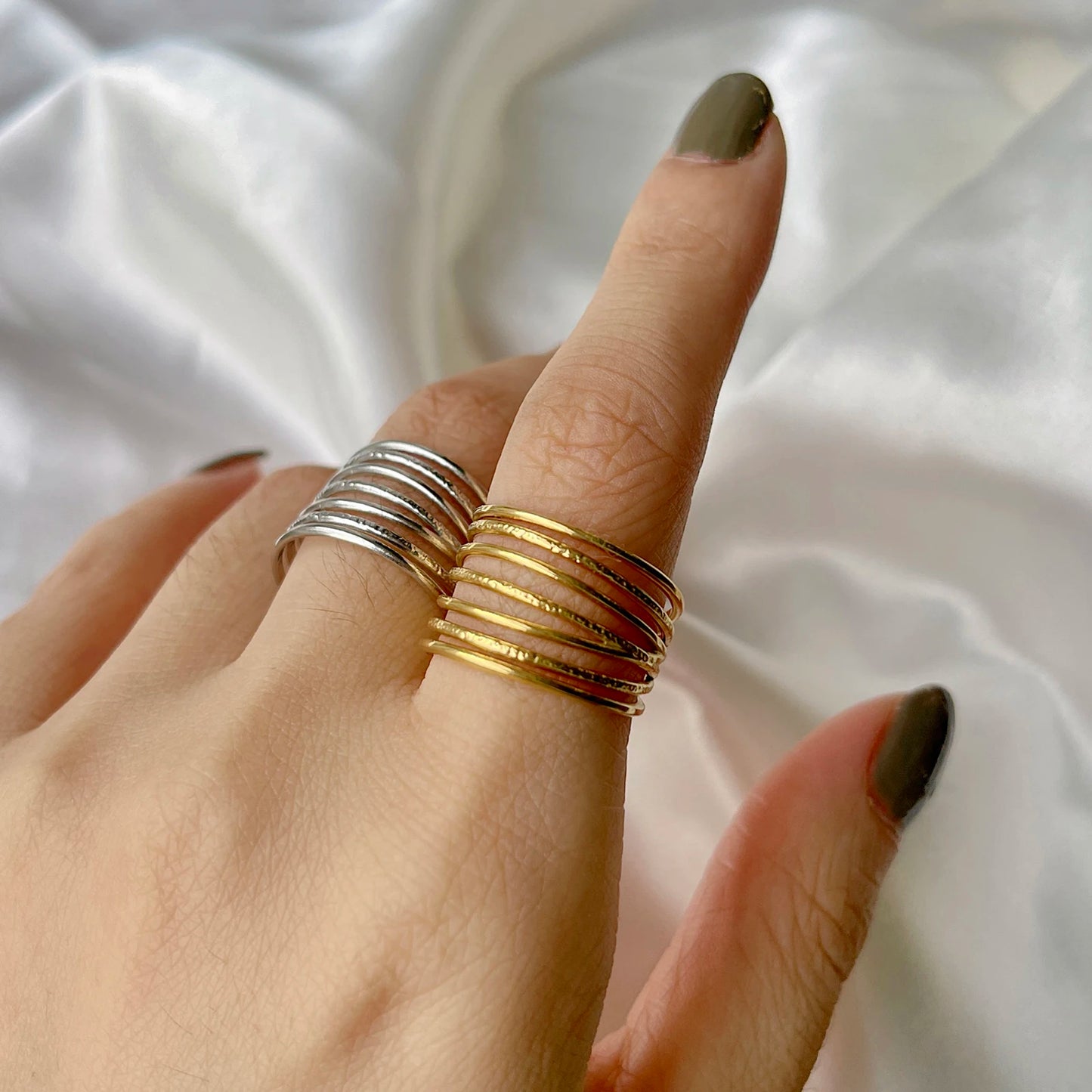Skyrim-anillos de acero inoxidable para mujer, corazÃ³n geomÃ©trico, estÃ©tico, ajustable, abierto, joyerÃ­a de fiesta, regalos al por mayor