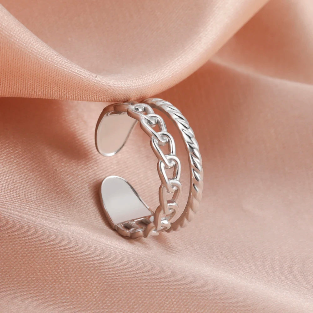 Skyrim-anillos de acero inoxidable para mujer, corazÃ³n geomÃ©trico, estÃ©tico, ajustable, abierto, joyerÃ­a de fiesta, regalos al por mayor