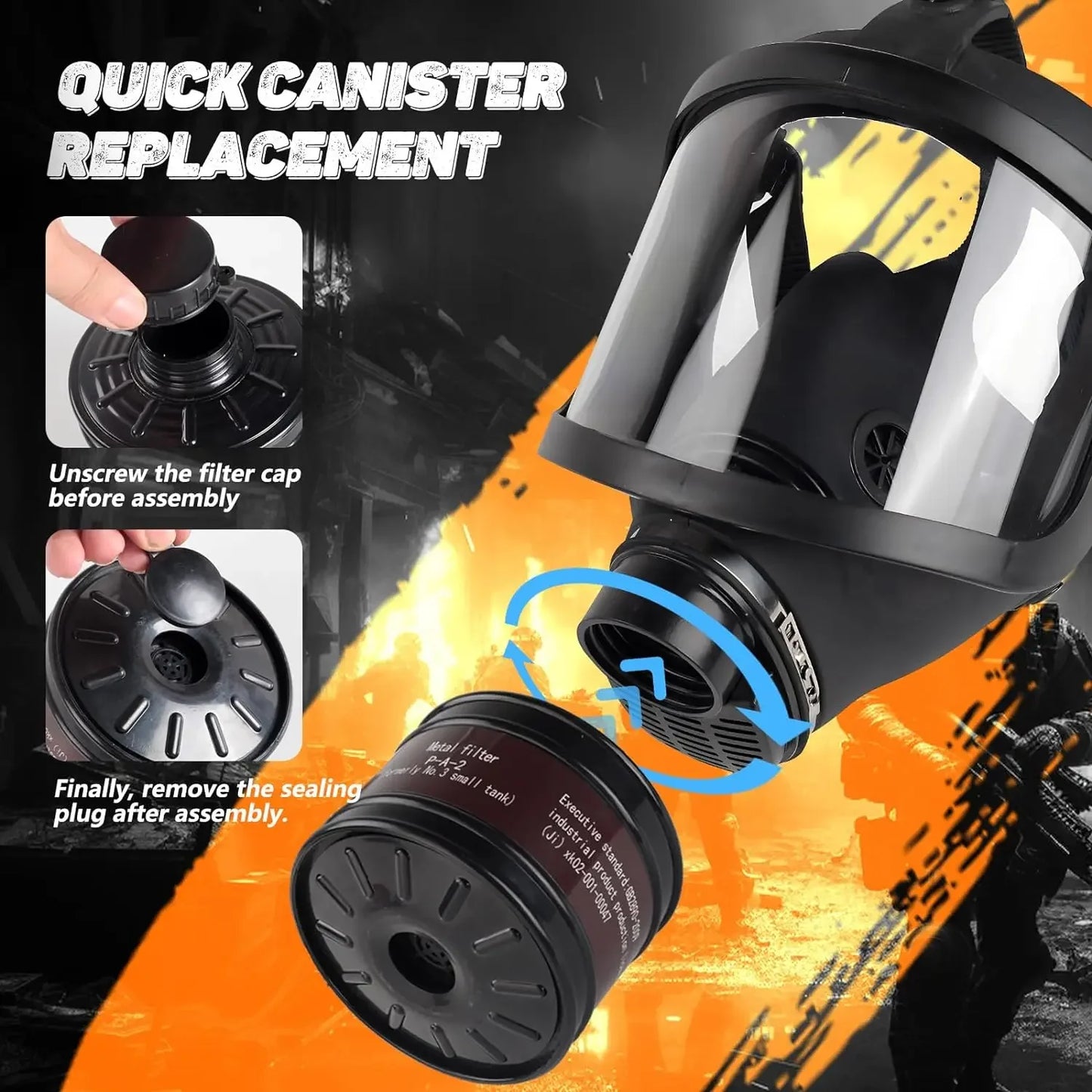 Nuevo Respirador MF14/87, mÃƒÂ¡scara de Gas de cara completa con filtro de carbÃƒÂ³n activado para protecciÃƒÂ³n contra la contaminaciÃƒÂ³n nuclear y los vapores, productos quÃƒÂ­micos