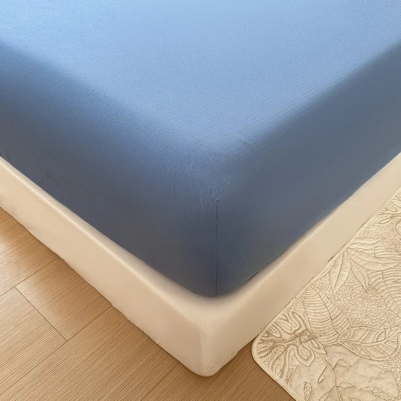 Sábana bajera de algodón lavada con funda de almohada, bandas elásticas, Funda de colchón ajustable antideslizante para cama doble King y Queen