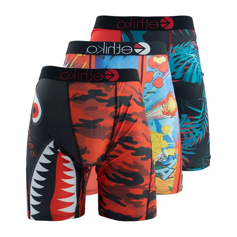 Calzoncillos Bóxer estampados para hombre, ropa interior Sexy, 3 piezas, talla grande XXXL
