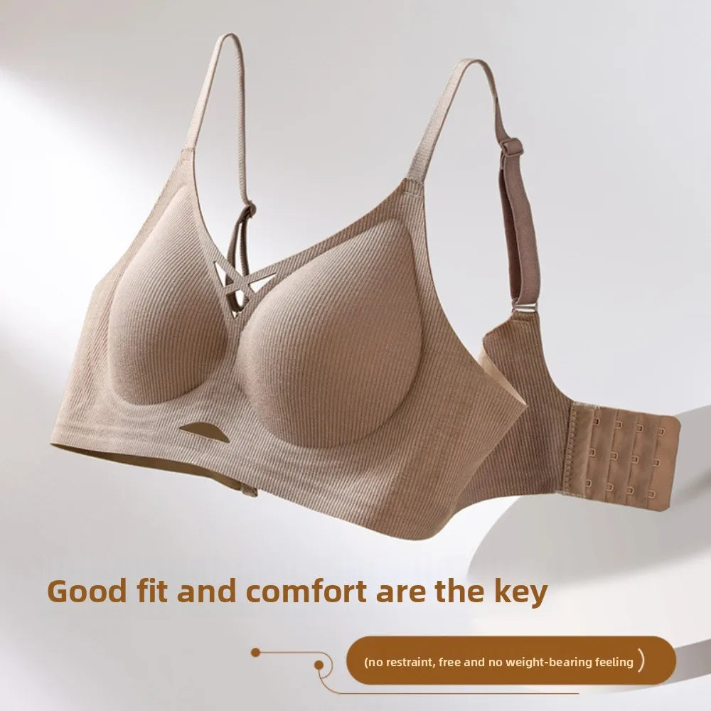 Sujetador suave y cómodo fino hueco sin costuras, sujetador a prueba de golpes sin rastro para mujer, lencería íntima, ropa interior push-up para correr