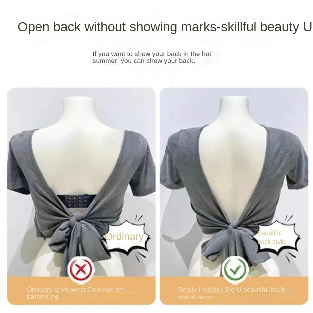 Sujetador suave sin costuras con escote en V profundo para mujer, sostén antiflacidez a prueba de golpes, sin rastro, parte de atrás bonita, ropa interior push-up