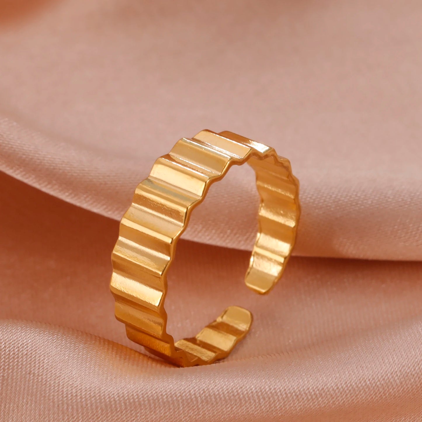 Skyrim-anillos de acero inoxidable para mujer, corazÃ³n geomÃ©trico, estÃ©tico, ajustable, abierto, joyerÃ­a de fiesta, regalos al por mayor