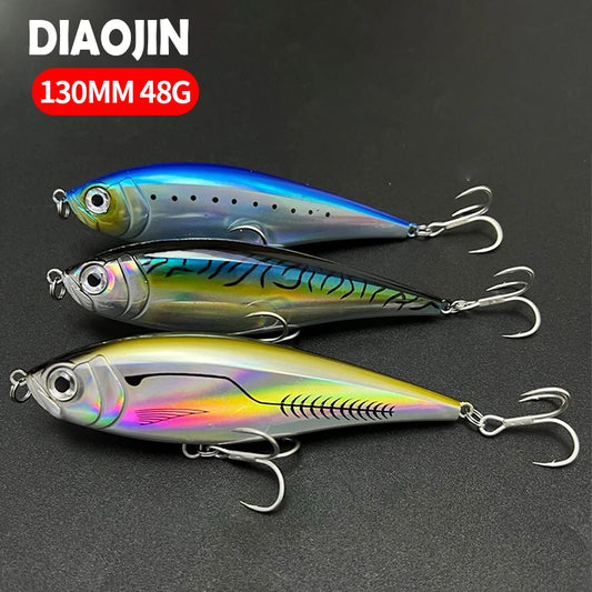 130mm 48g 3D cebo Twitch costero SeÃ±uelos de Pesca seÃ±uelo de trucha de agua salada cebo de largo alcance lÃ¡piz Pesca fundiciÃ³n lubina Minnow Wobblers