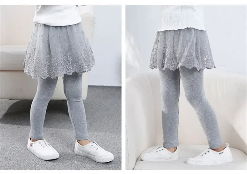 Nuevas mallas para niñas, falda de princesa de encaje, pantalones, falda ajustada para primavera y otoño, pantalones para niños de 2 a 7 años, ropa para niños